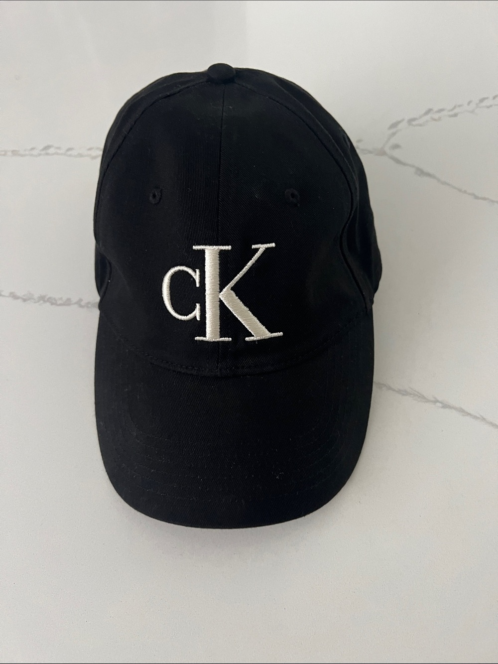 Calvin Klein Black Baseball Cap with White cK Embroidery